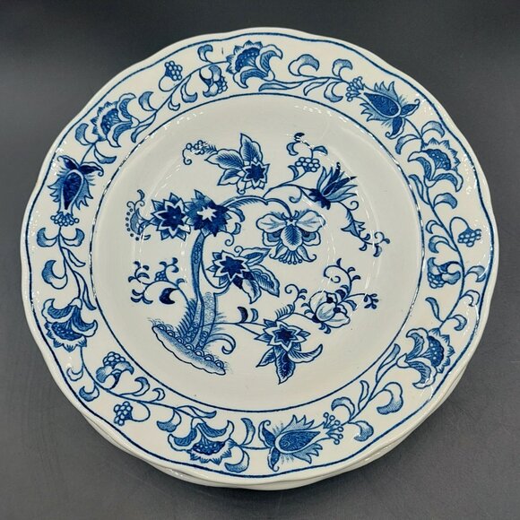 4 Vintage Double Phoenix MING TREE White Blue Ironstone Saucers Made In Japan - Picture 2 of 4